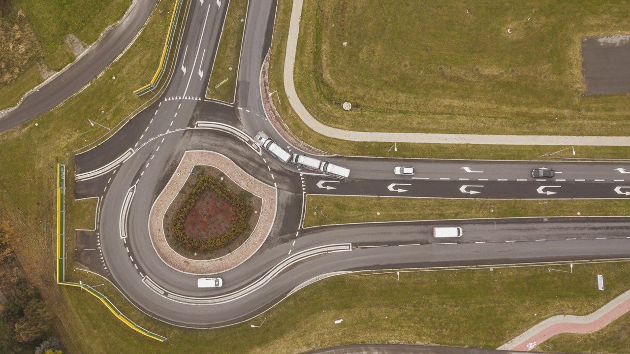 Widok na rondo z lotu ptaka