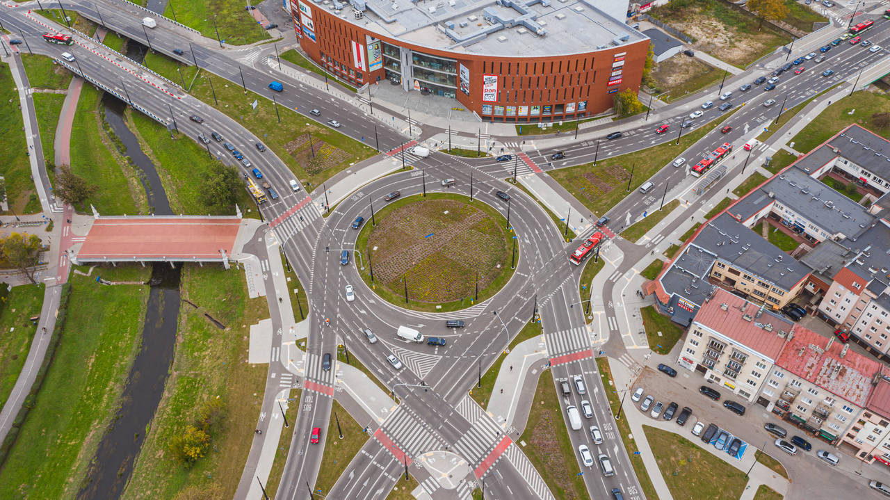 Widok z lotu ptaka na rondo
