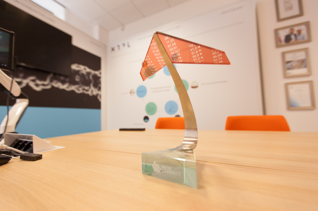 Statuetka na biurku, w tle pokój